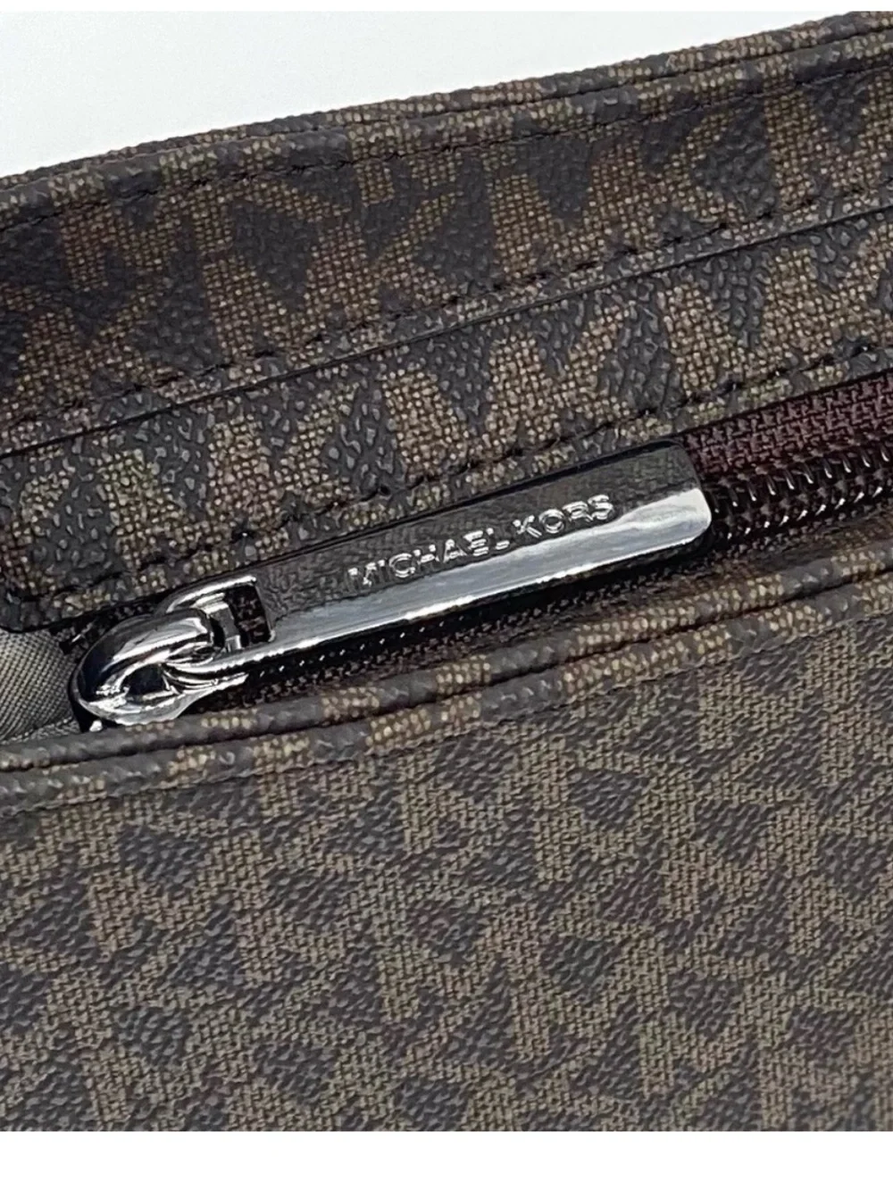 Michael Kors Brown Monogram Crossbody with Red Strap